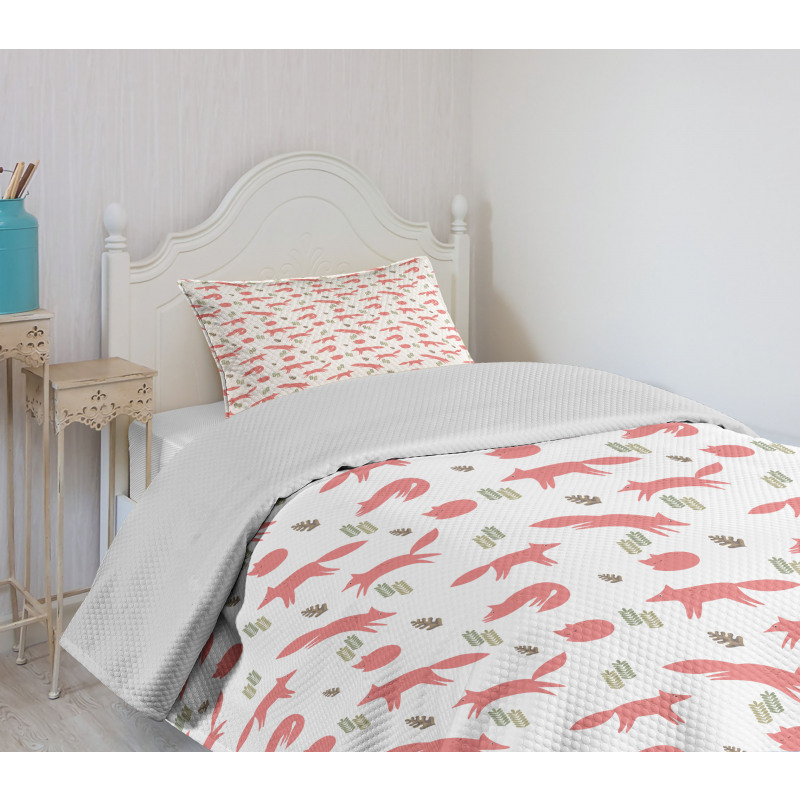 Pastel Forest Animals and Herbs Bedspread Set