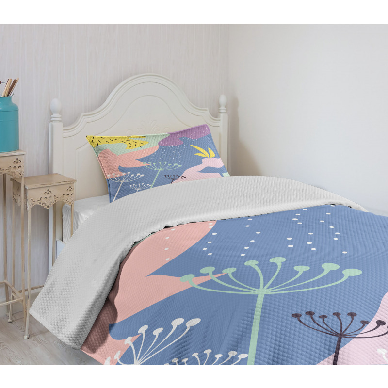 Modern Abstract Floral Art Bedspread Set