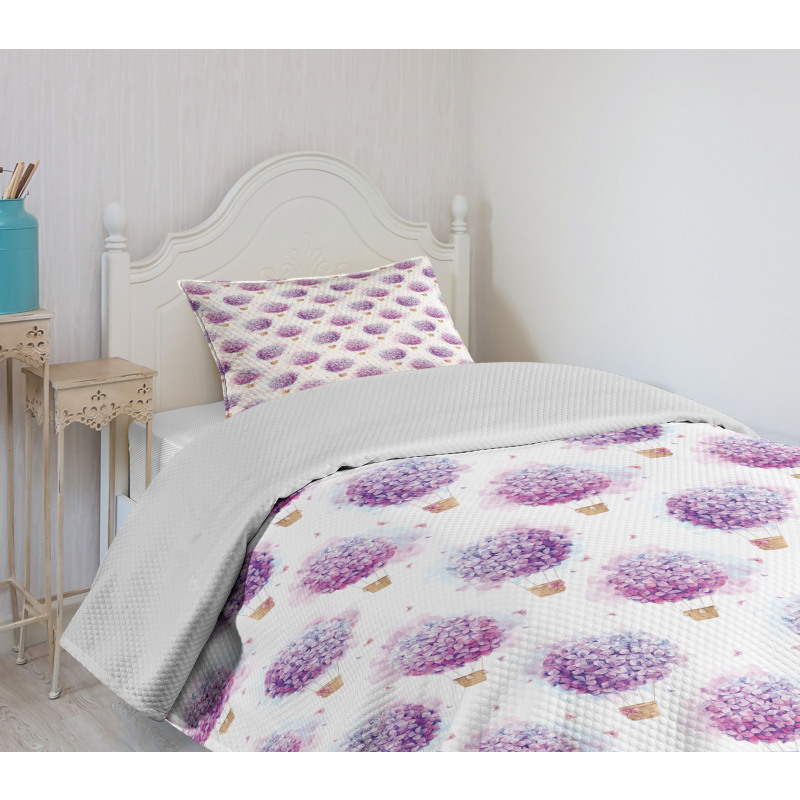 Hot Air Balloons Hydrangea Bedspread Set