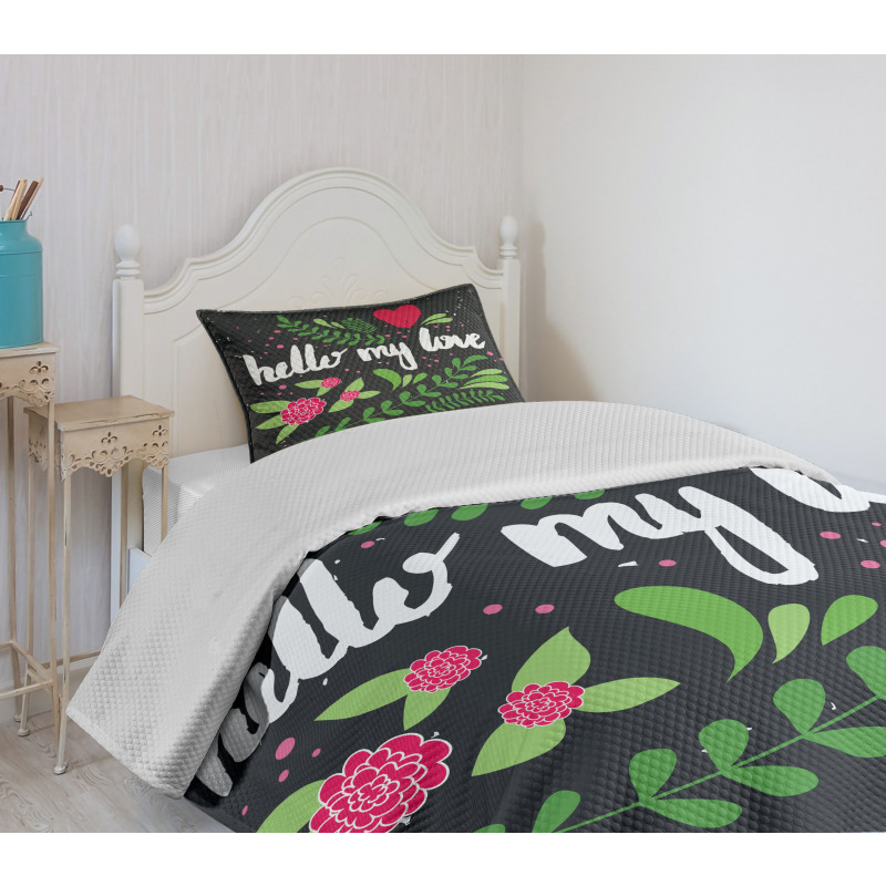 Hello My Love Words Bedspread Set