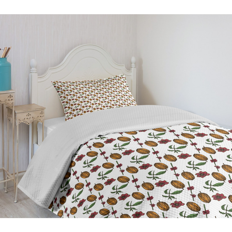 Beans with Blooming Flowers Bedspread Set