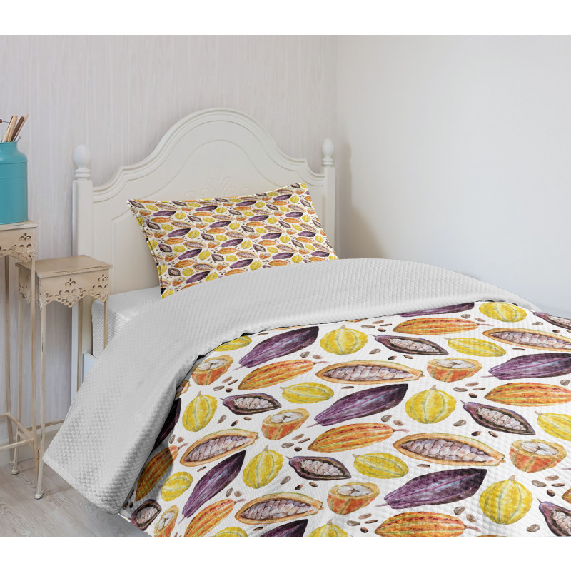 Watercolor Colorful Beans Bedspread Set