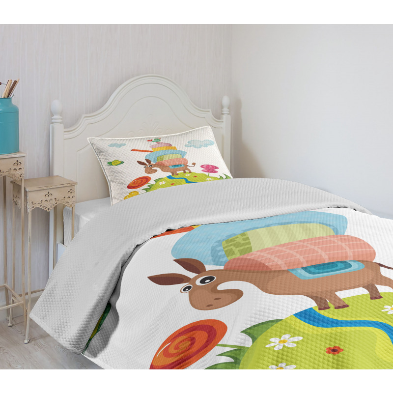 Goofy Donkey with Baggages Bedspread Set