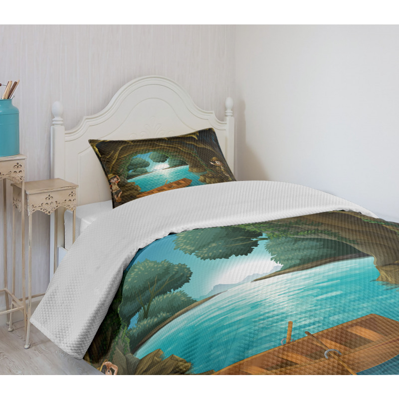 Young Explorers in a Cave Bedspread Set