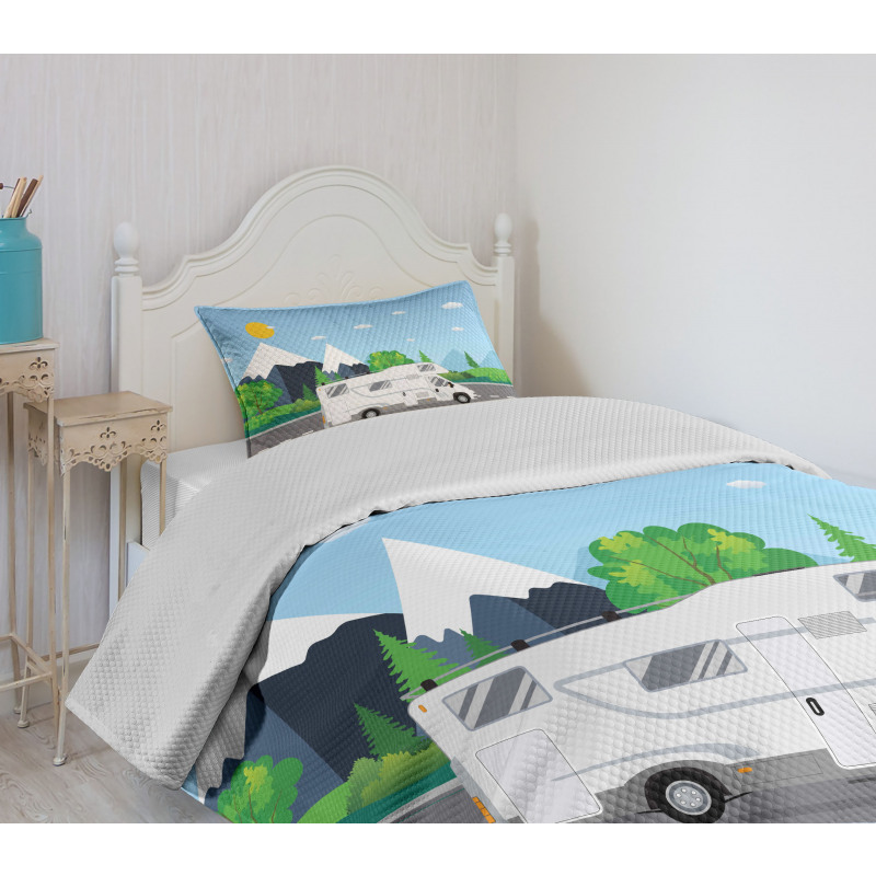 Truck Driving on Countryside Bedspread Set