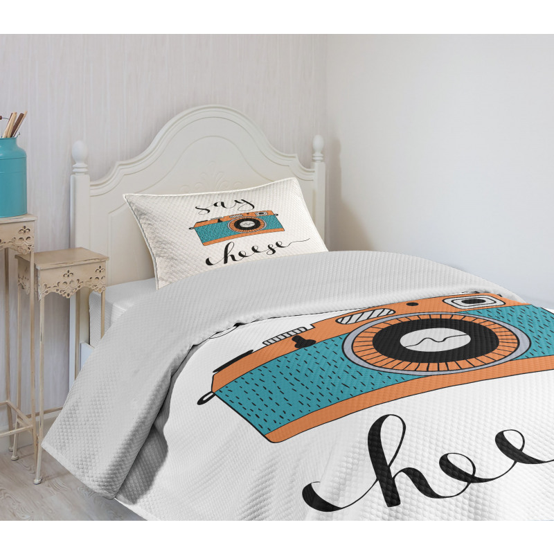 Say Cheese Lettering Photo Bedspread Set