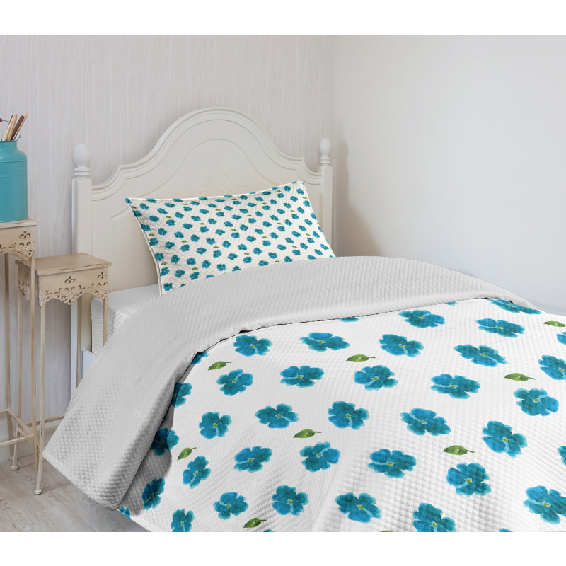 Watercolor Forget-Me-Not Bedspread Set