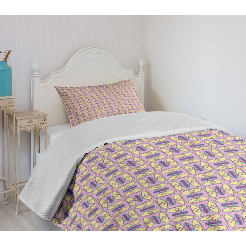 Retro Colorful Funky Tiles Bedspread Set