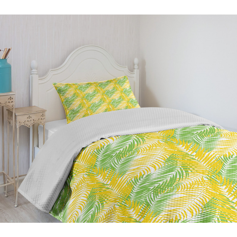 Palm Leaves Hawaii Island Bedspread Set