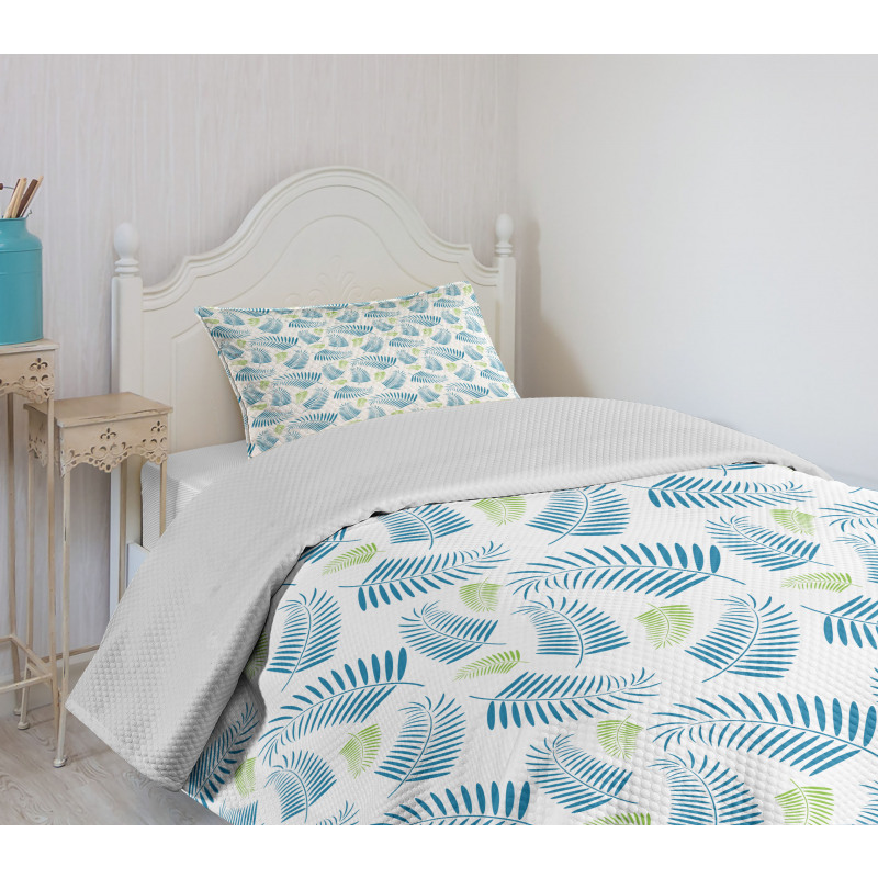 Palm Tree Leaves Pattern Bedspread Set