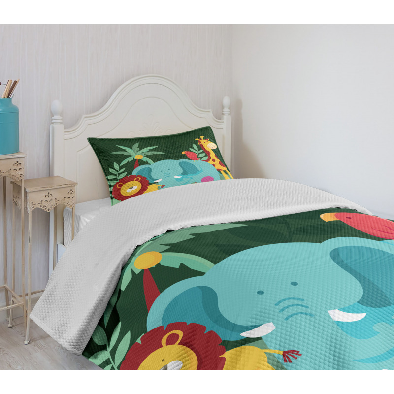 Nursery Jungle Composition Bedspread Set