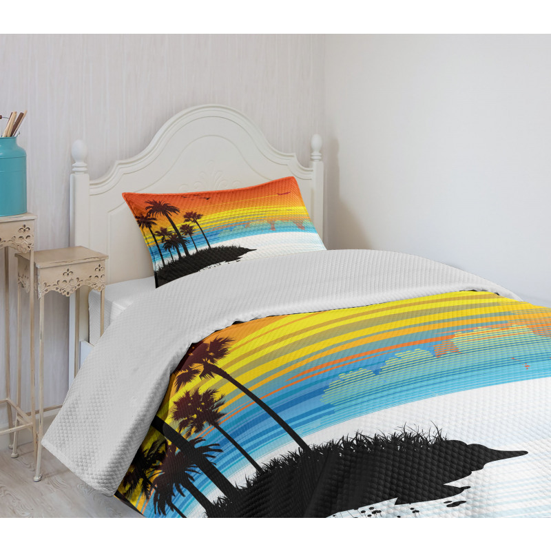 Sunset Sky with Seagulls Bedspread Set