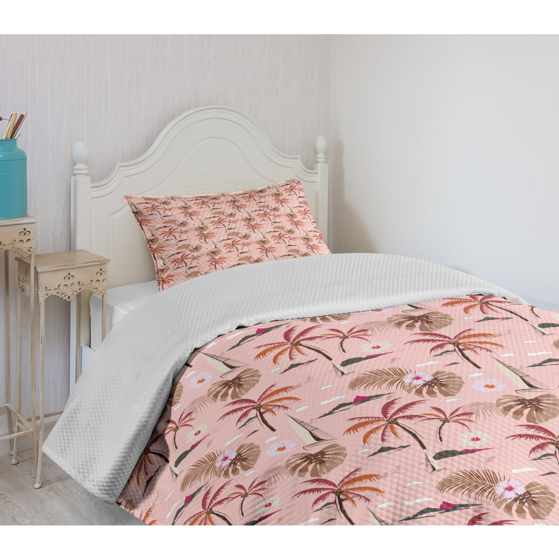 Tropical Blossoms Theme Bedspread Set
