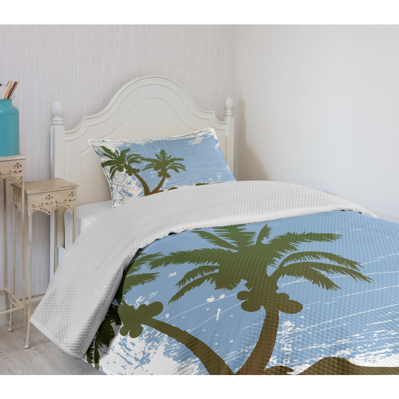 Grunge Island at Night Bedspread Set