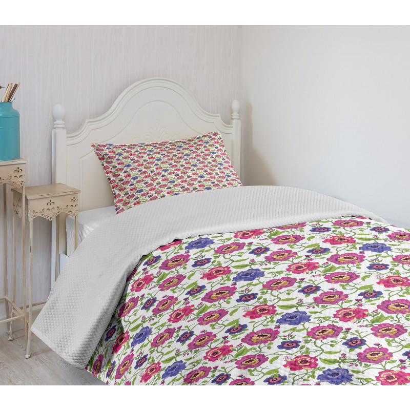 Spring Growth Wildflowers Bedspread Set