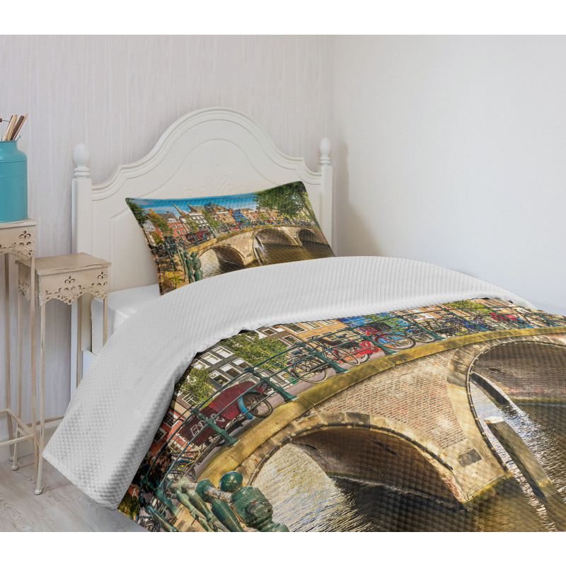 Old Bridge over a Canal Bedspread Set