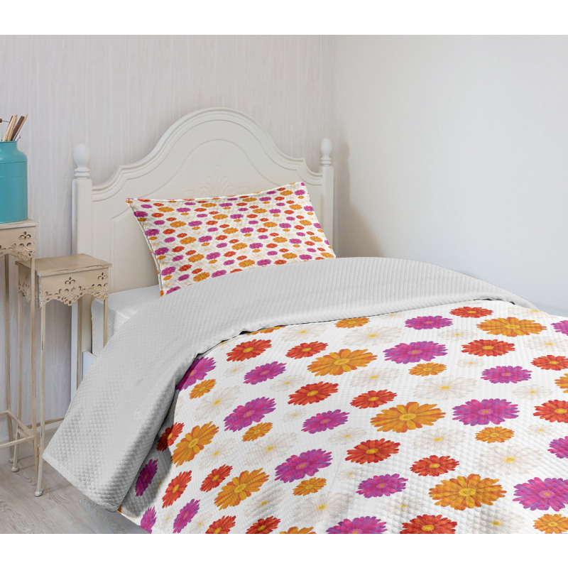 Vibrant Color Blossoms Bedspread Set