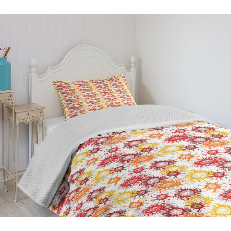 Vintage Floral Artwork Bedspread Set