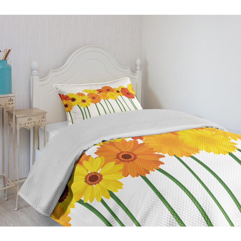 Flowers on Green Stems Bedspread Set