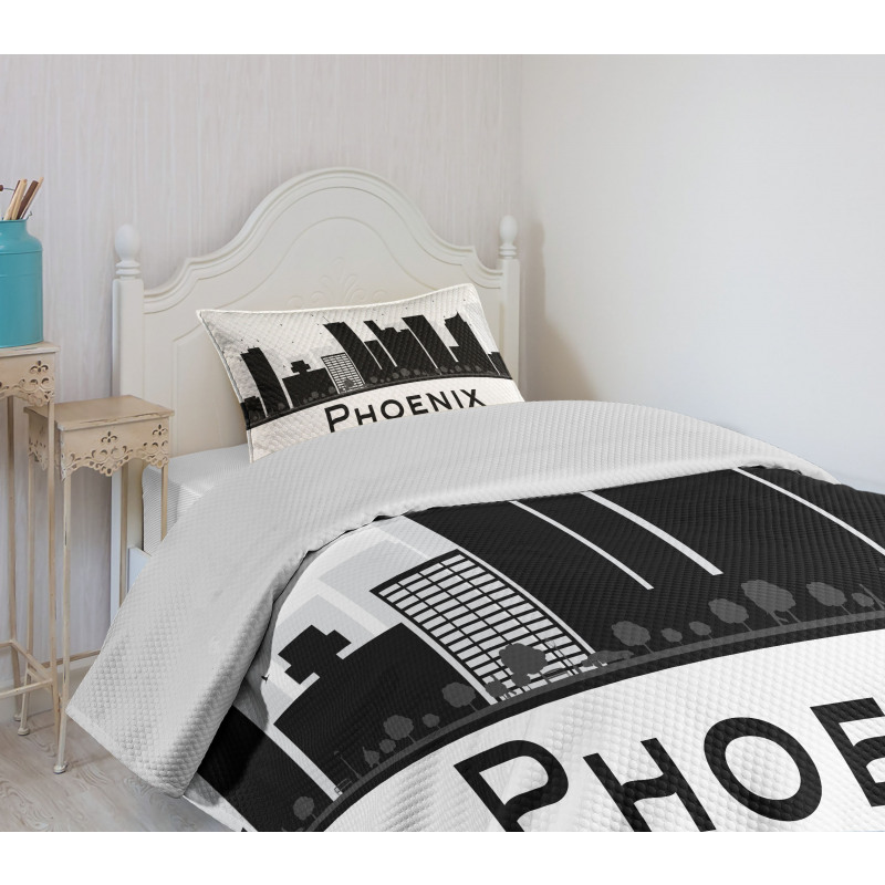 City Silhouette Skyscrapers Bedspread Set