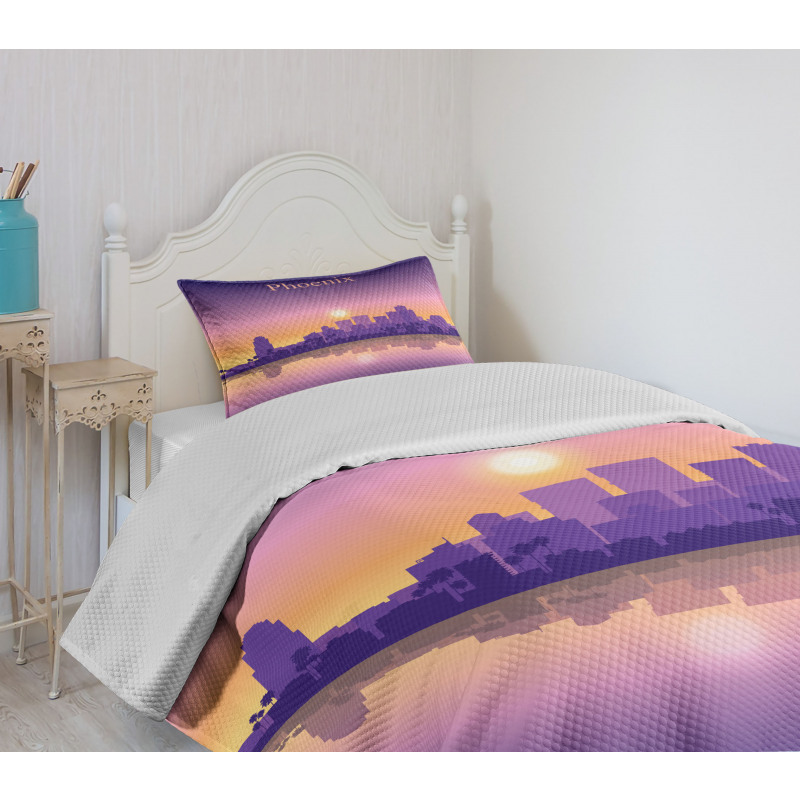 American City Skyline Dawn Bedspread Set