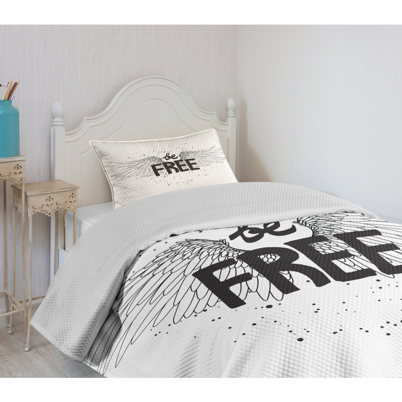 Ink Written Be Free Bedspread Set