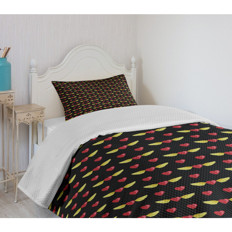 Love Art Heart on Dark Bedspread Set