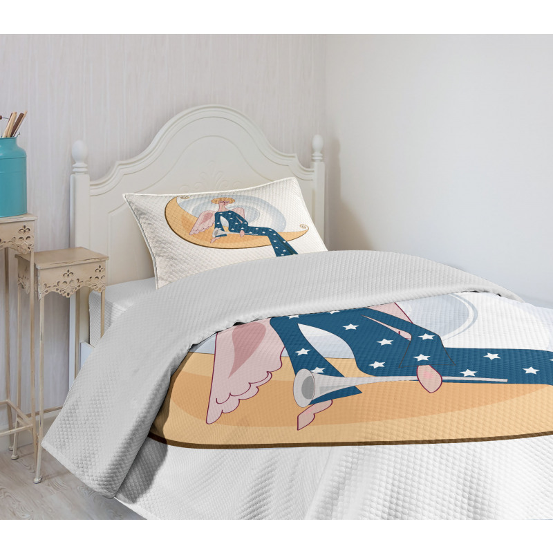 Girl with Trumpet Moon Bedspread Set