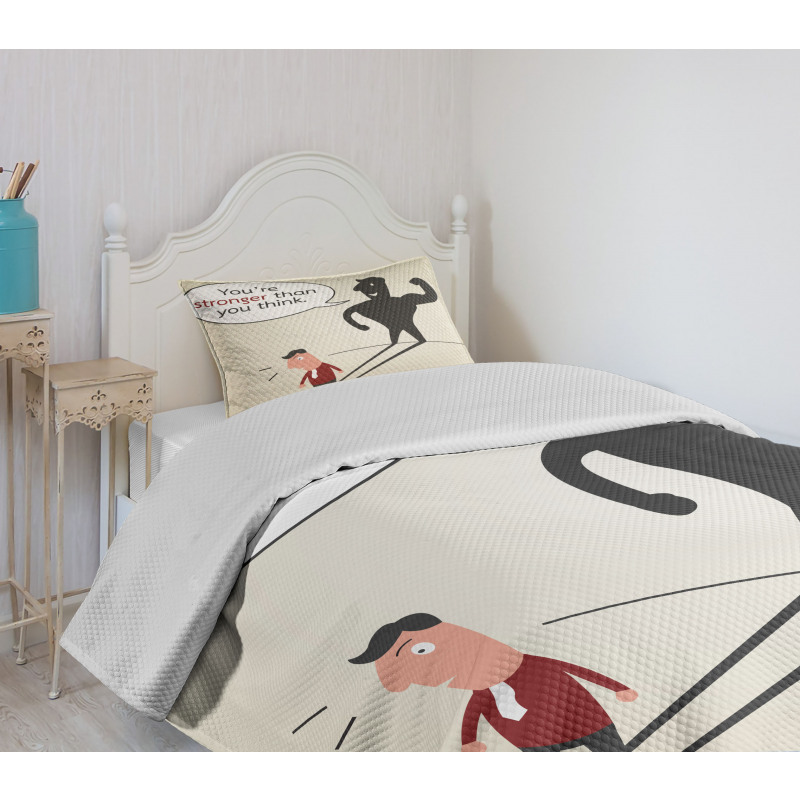 Shadow of a Man Comic Style Bedspread Set