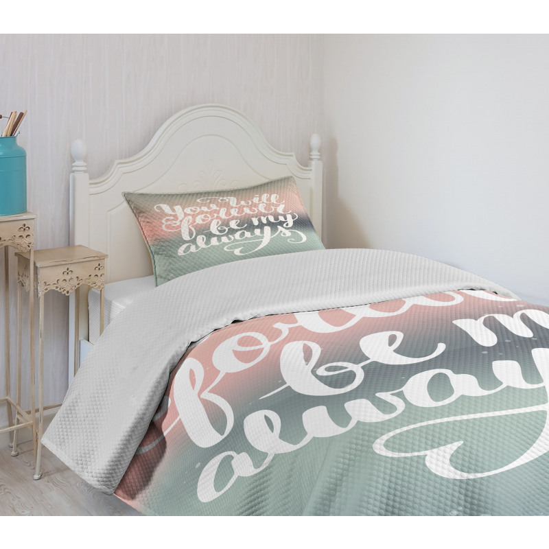 Pastel Tones Romantic Words Bedspread Set