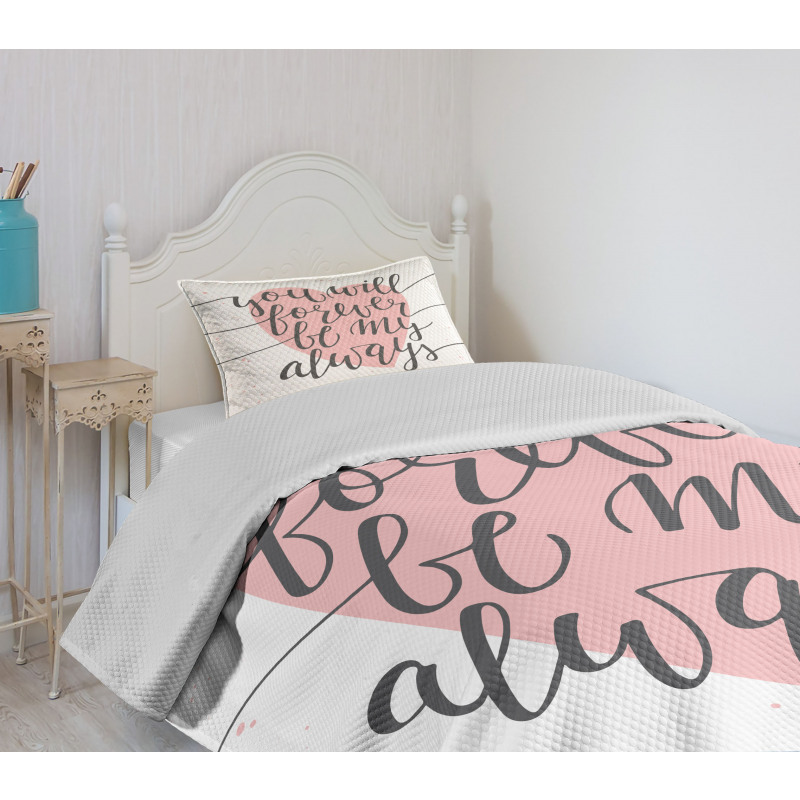 Heart and Love Words Bedspread Set