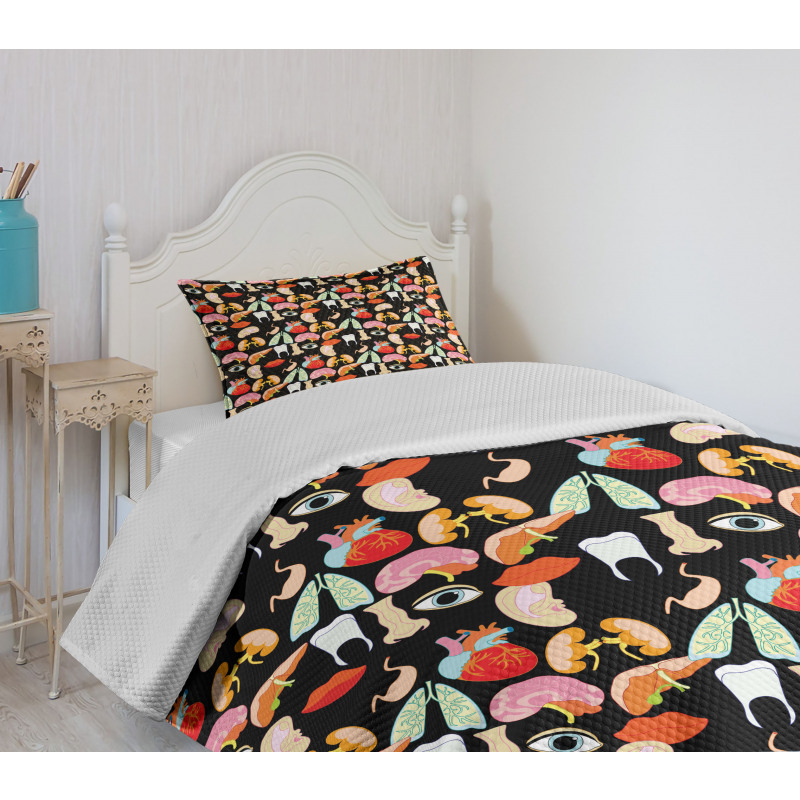 Human Parts Organs Pattern Bedspread Set