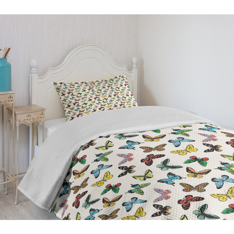 Colorful Butterflies Fun Bedspread Set