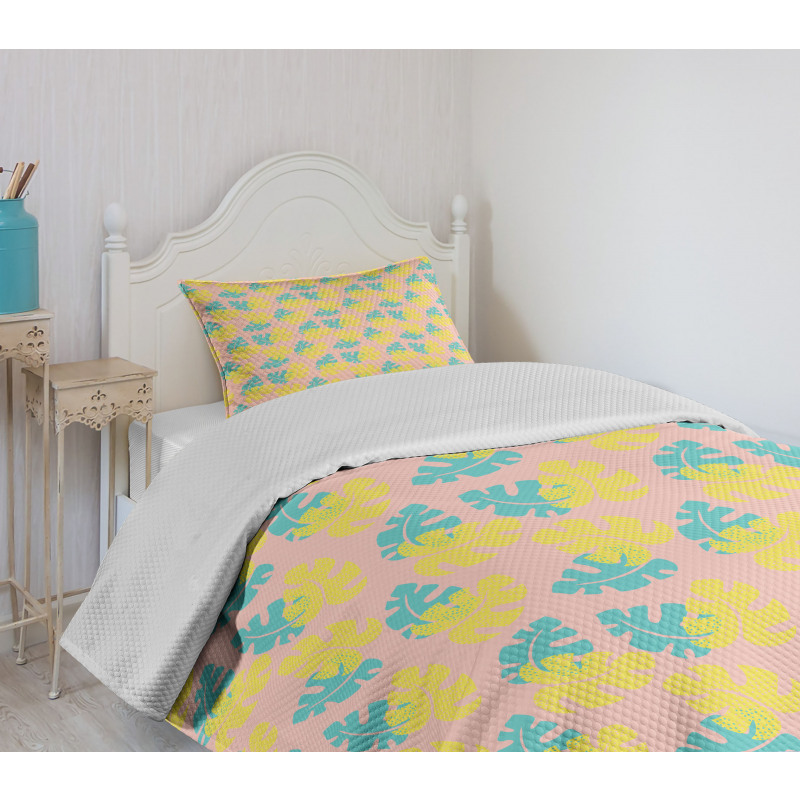 Pastel Monstera Bedspread Set