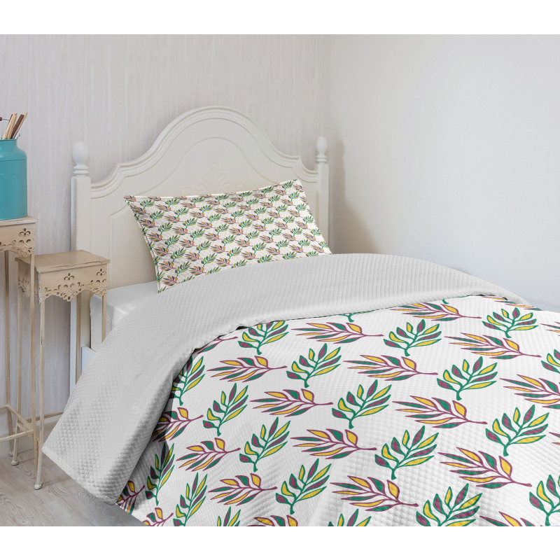 Symmetric Colorful Leaves Bedspread Set