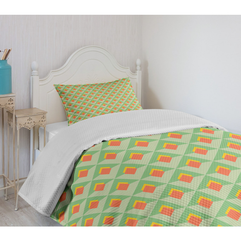 Vivid Rhombus Pattern Line Bedspread Set