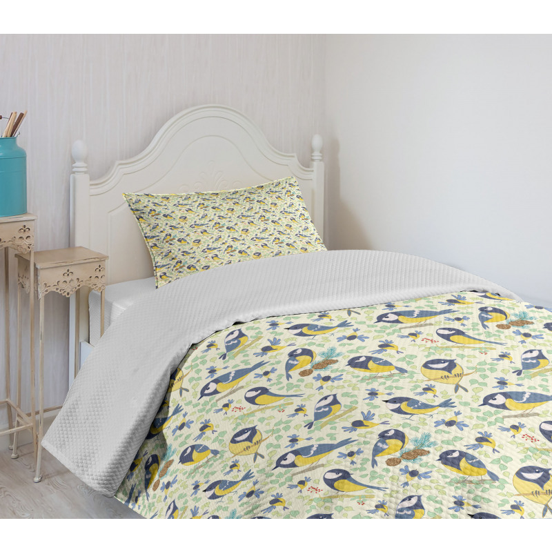 Pine Cones and Leaves Doodle Bedspread Set