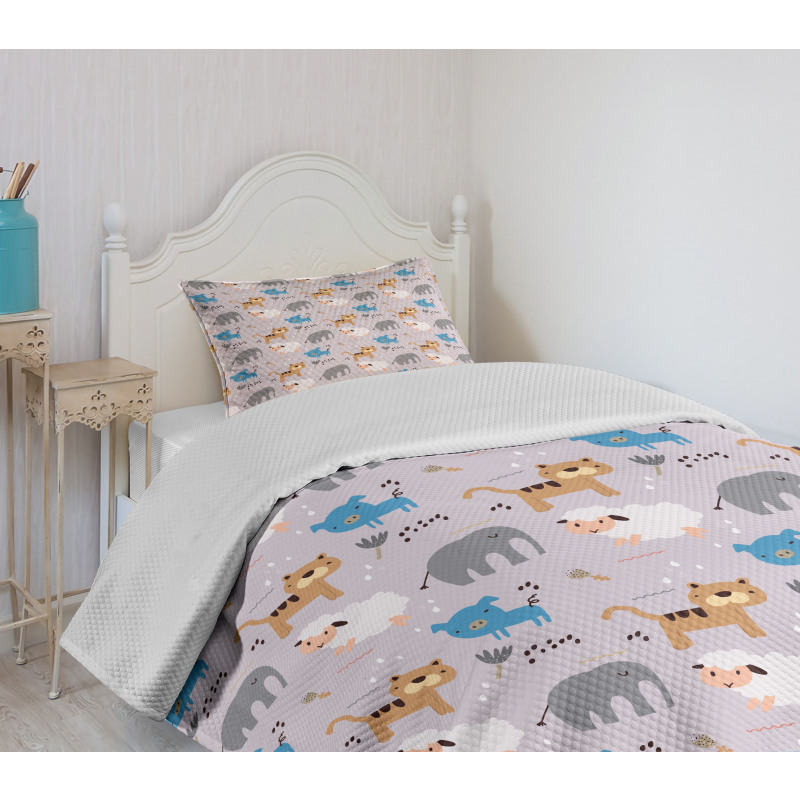 Sheep Elephant Pig Dog Bedspread Set