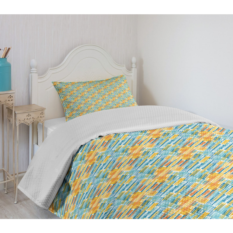 Brush Marks with Stripes Bedspread Set