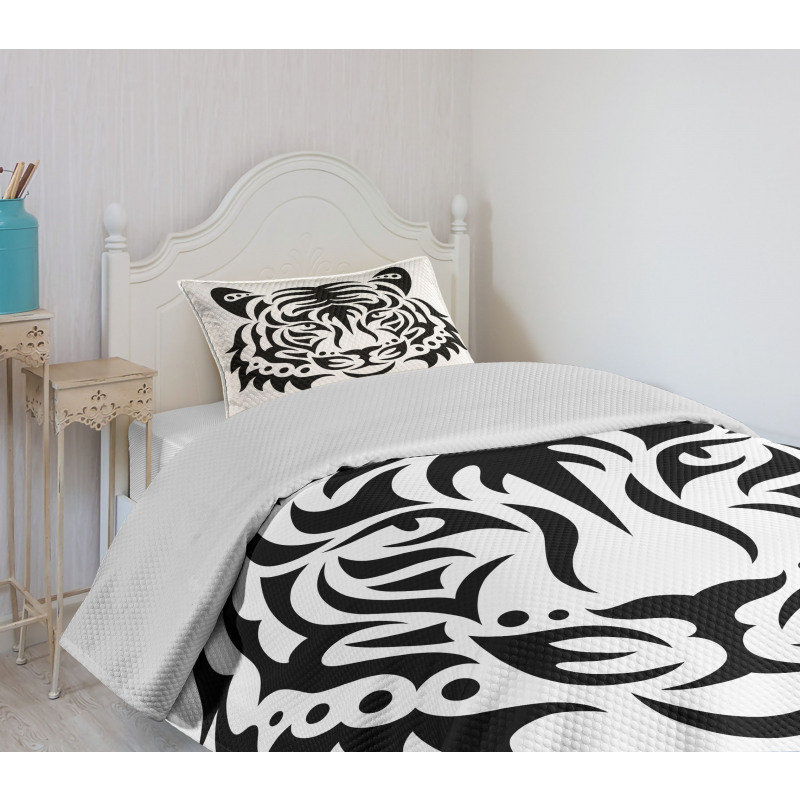 Wild Tiger Head Bedspread Set