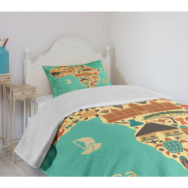 Savannah Map Tribal Bedspread Set