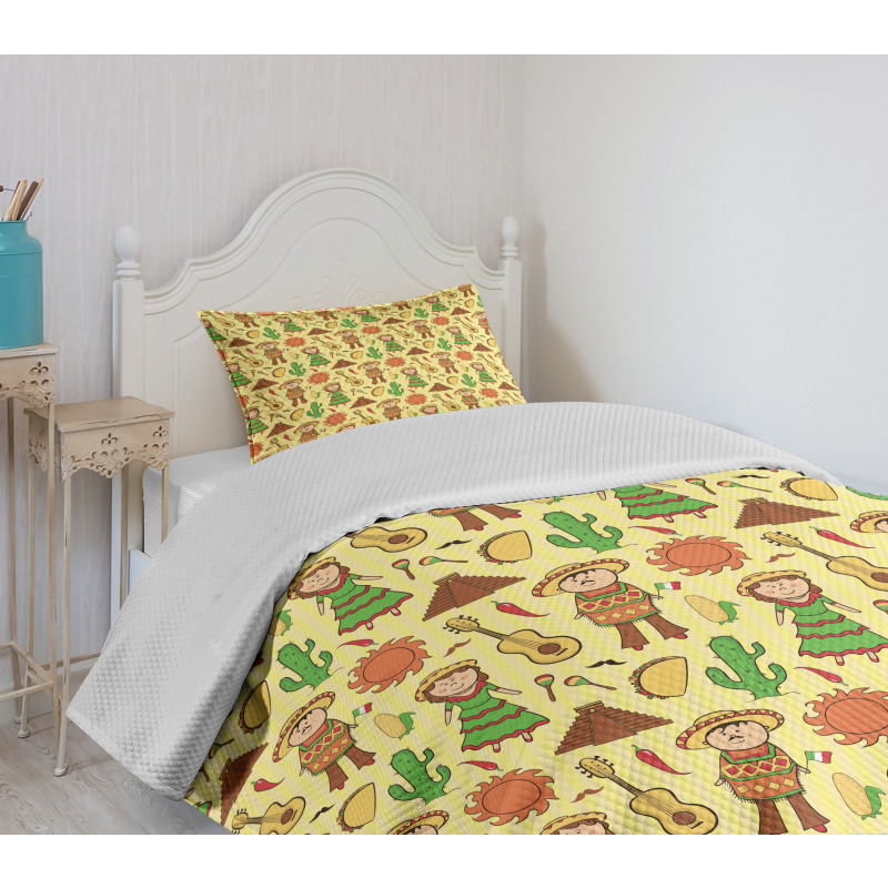 Music Man and Woman Cultural Bedspread Set