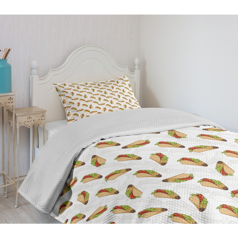 Delicious Food with Veggies Bedspread Set