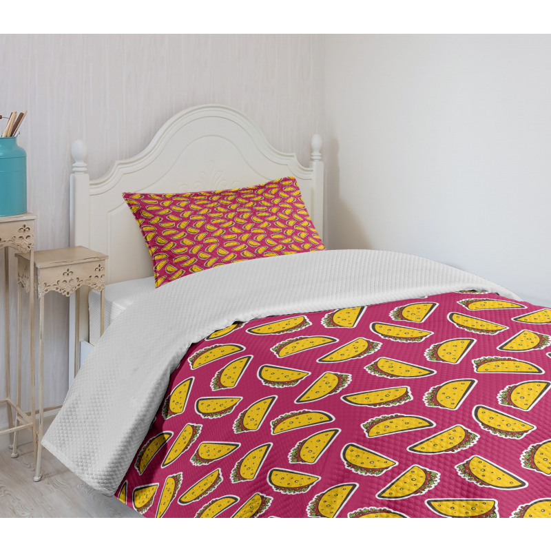 Cartoon Pop Art Taco Bedspread Set