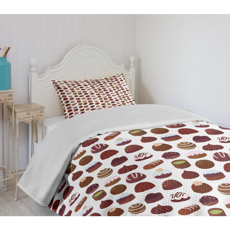 Bakery Sweets Patterns Bedspread Set