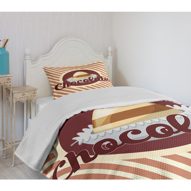 Chocolate Typography Bedspread Set