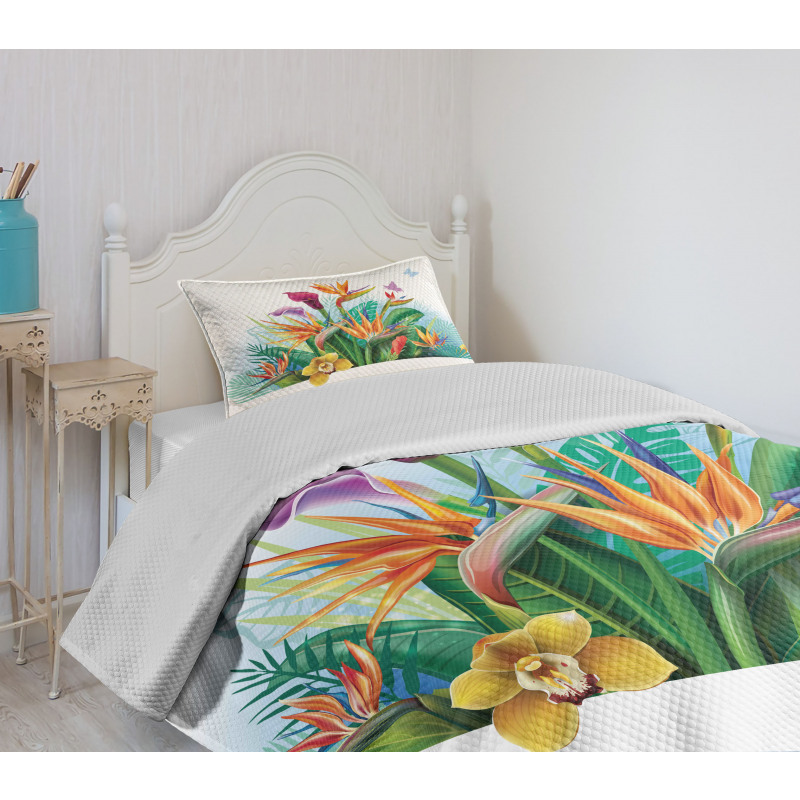 Exotic Flower Strelitzia Bedspread Set