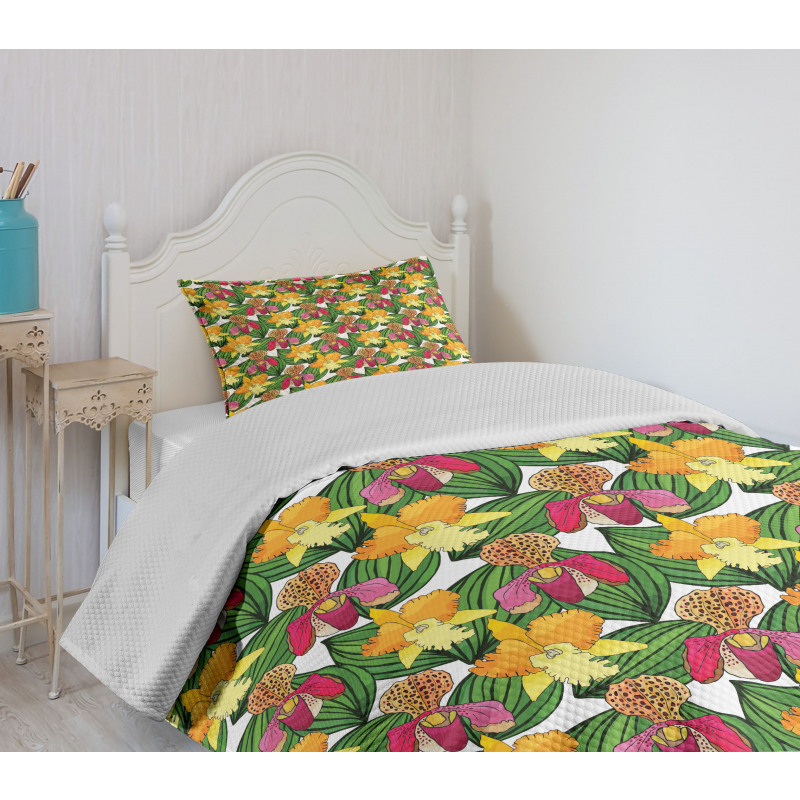 Tropic Foliage Woody Plants Bedspread Set