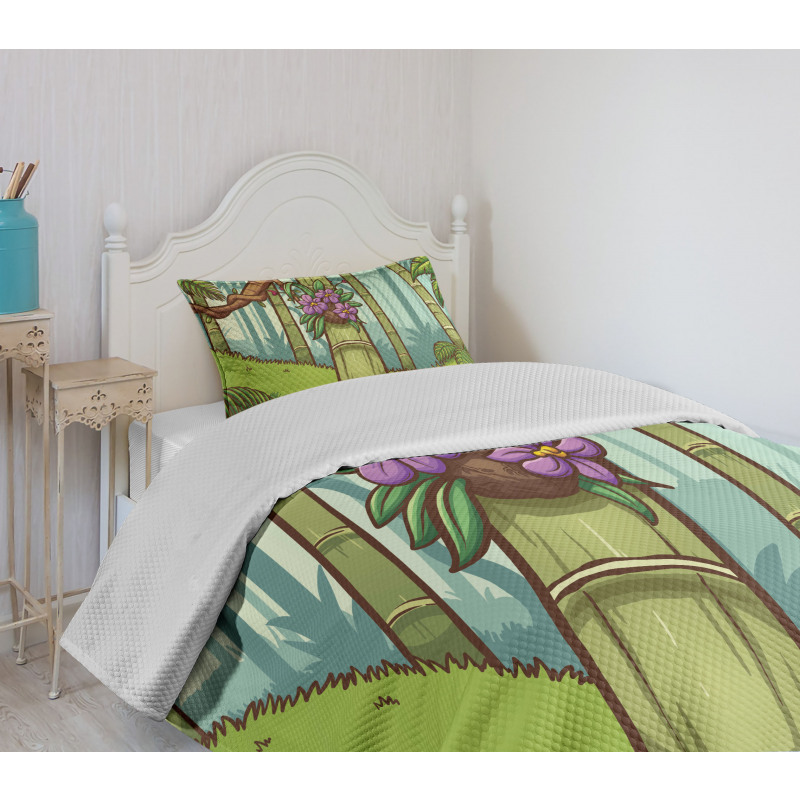 Colorful Jungle Cartoon Bedspread Set