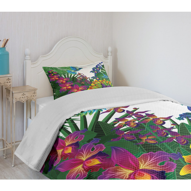 Vibrant Tropical Jungle Bedspread Set